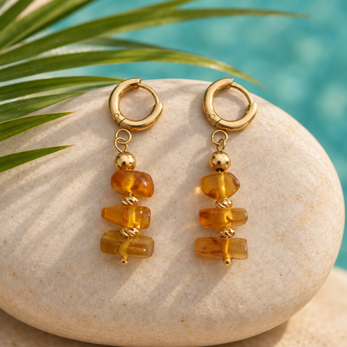 Aretes de ámbar con aros retocados