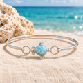 Nuova proposta foto prodotto della pulsera rígida de tortuga con Larimar