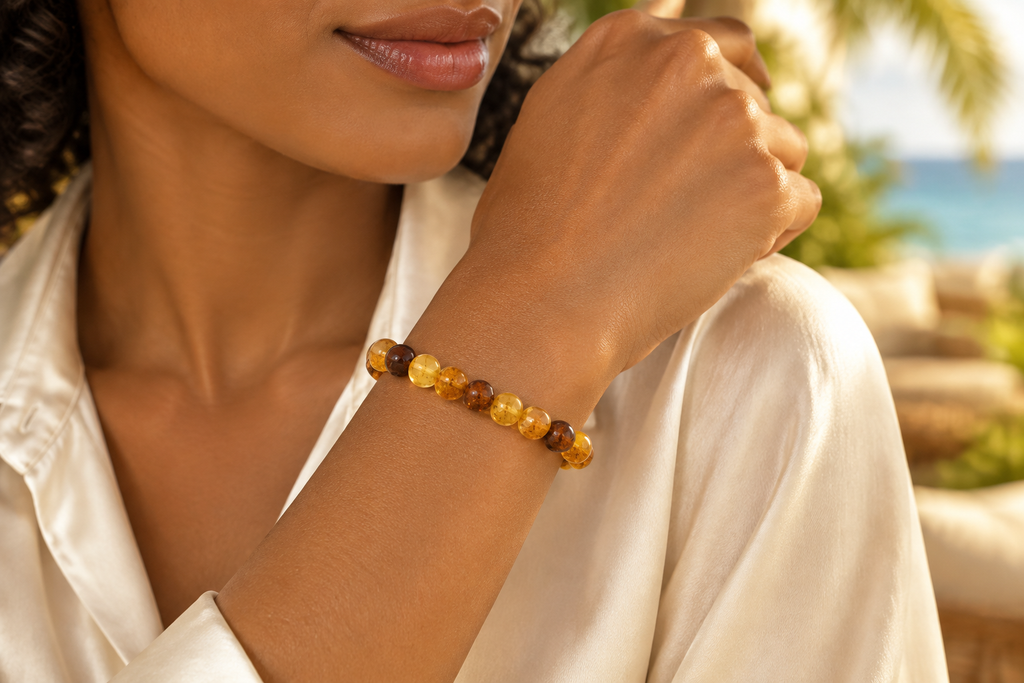 Pulsera de Bolas de Ámbar indossata por Maria
