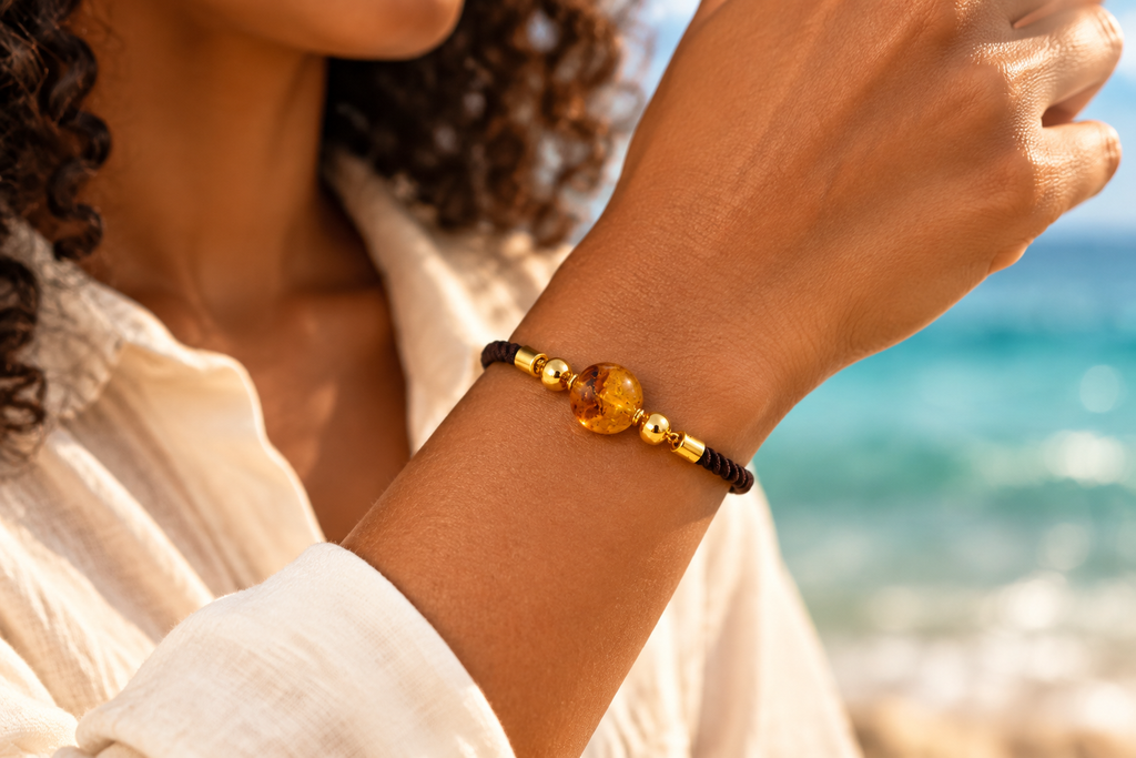 Pulsera de cordón de ámbar indossata
